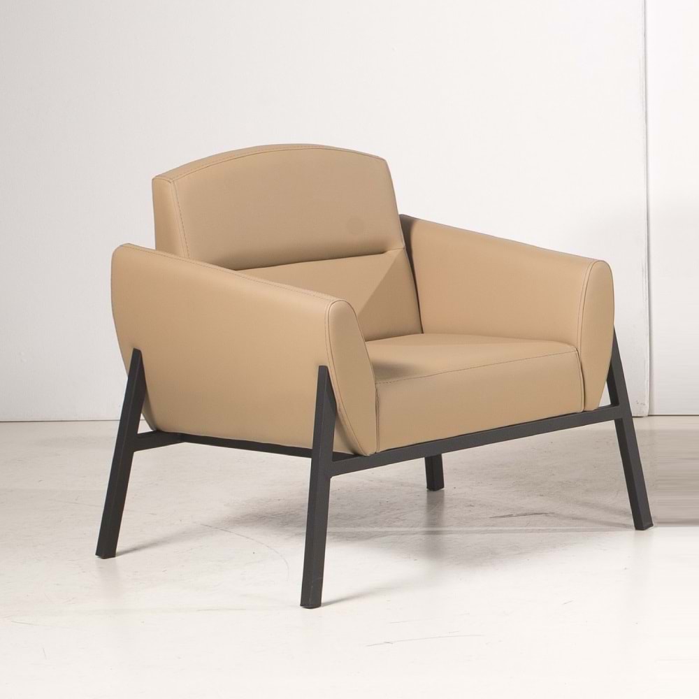 Koni Tekli Bekleme Grubu - Krem - Metal Ayak