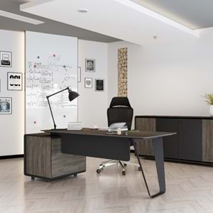 Mira Üst Yönetici Masa Takımı - Ceviz - Antrasit