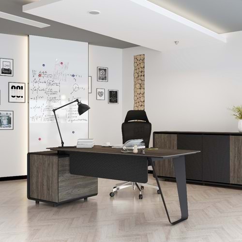 Mira Üst Yönetici Masa Takımı - Ceviz - Antrasit